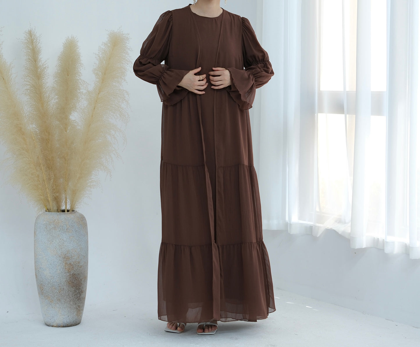 Chiffon Elegance Abaya Set (عباءة شيفون الأناقة) - Noor & Grace