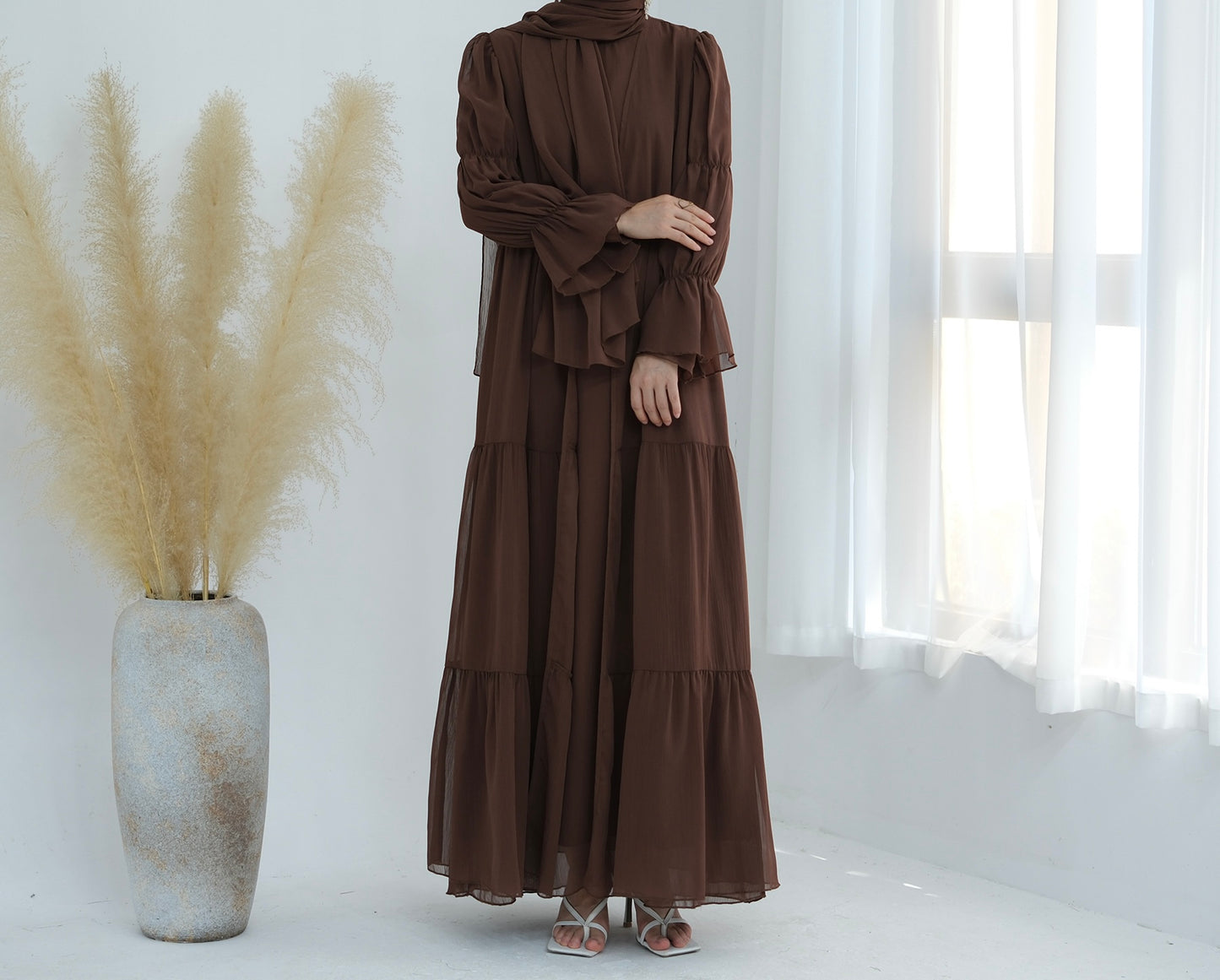 Chiffon Elegance Abaya Set (عباءة شيفون الأناقة) - Noor & Grace