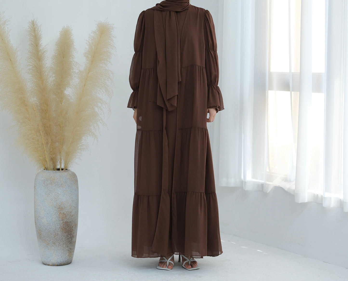 Chiffon Elegance Abaya Set (عباءة شيفون الأناقة) - Noor & Grace