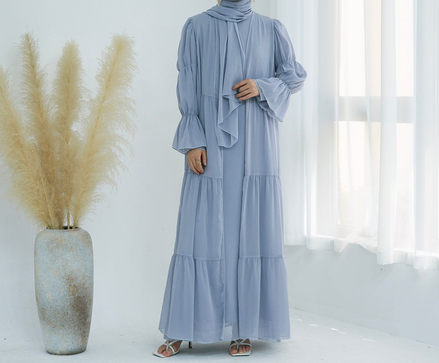 Chiffon Elegance Abaya Set (عباءة شيفون الأناقة) - Noor & Grace