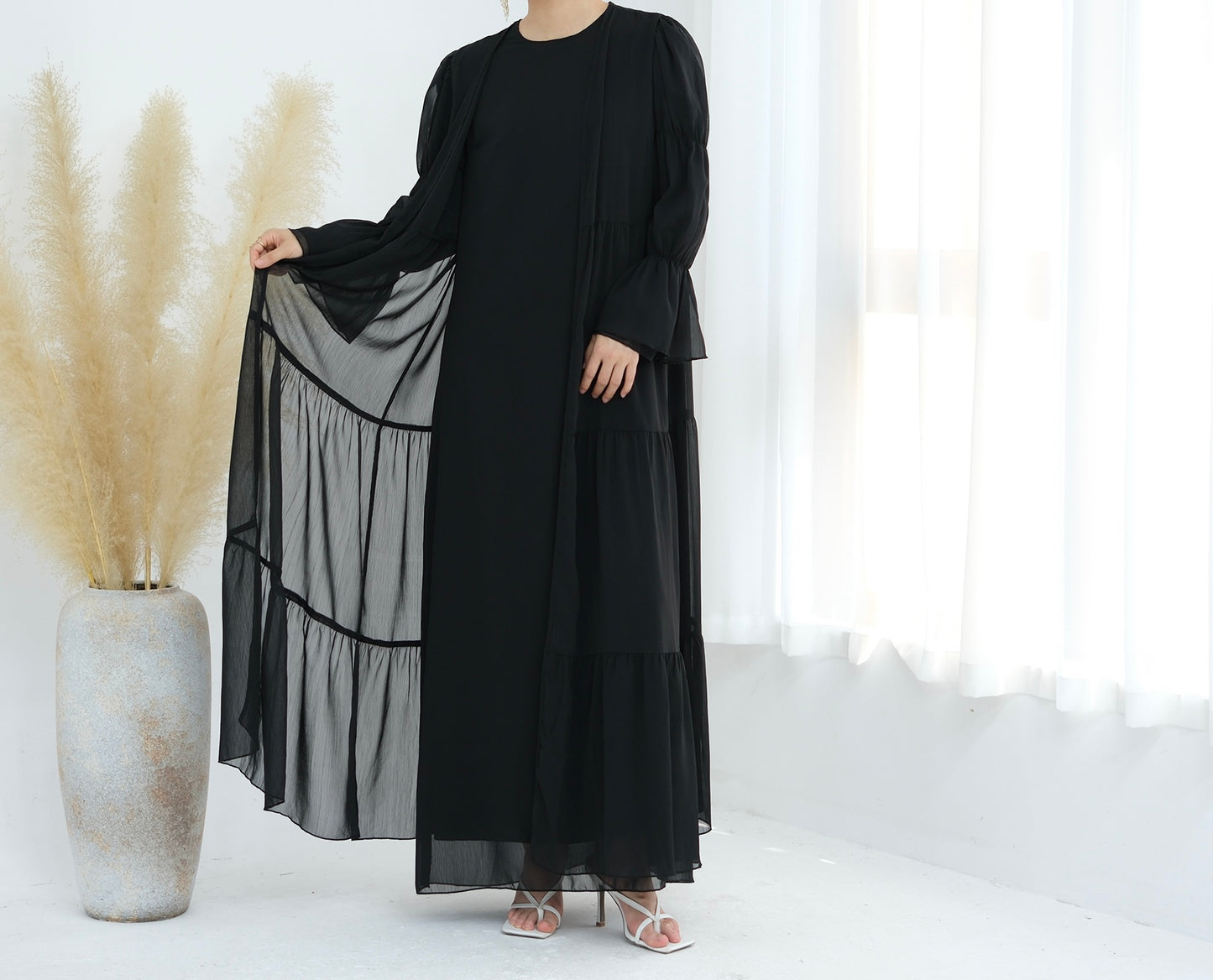 Chiffon Elegance Abaya Set (عباءة شيفون الأناقة) - Noor & Grace