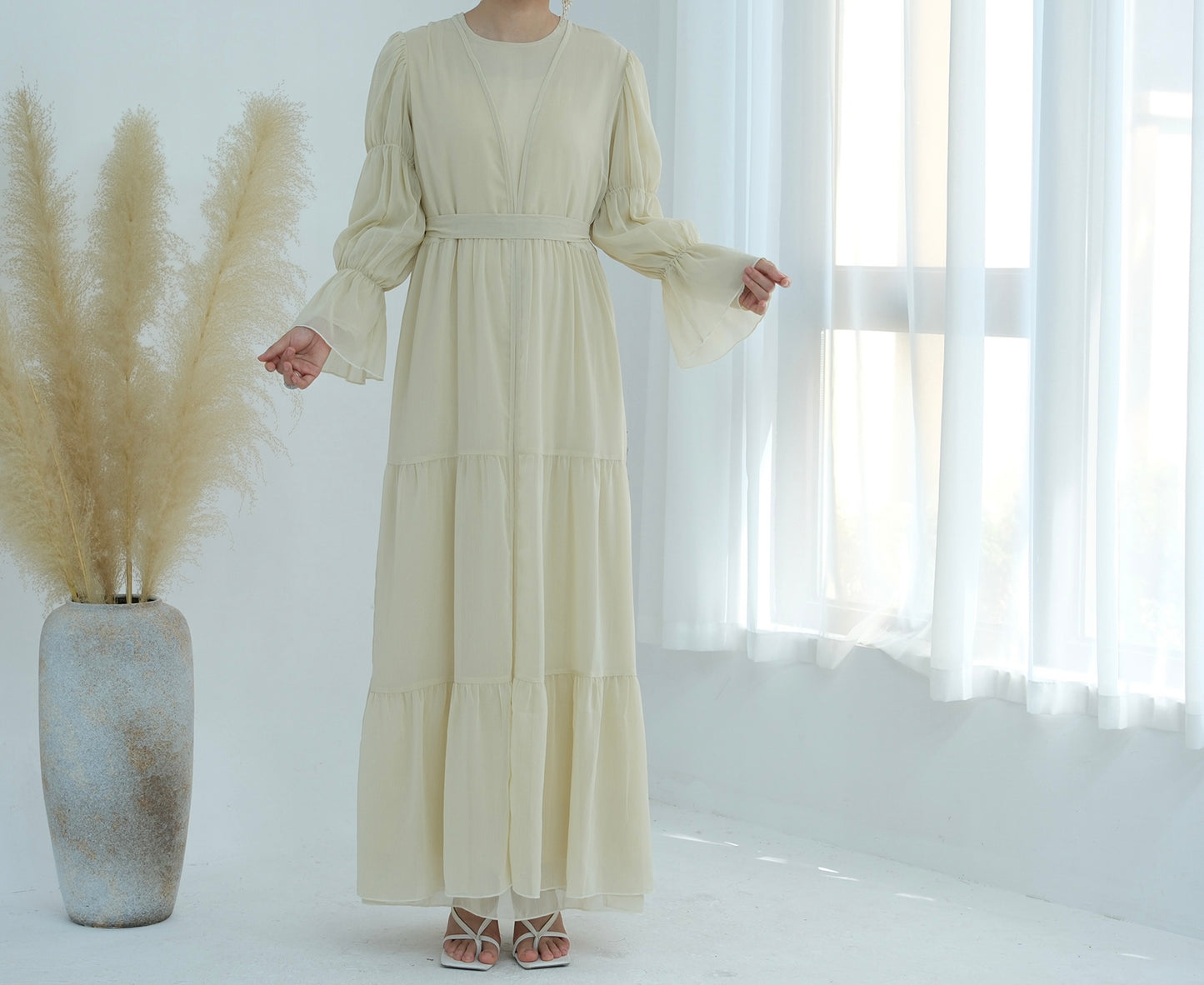 Chiffon Elegance Abaya Set (عباءة شيفون الأناقة) - Noor & Grace