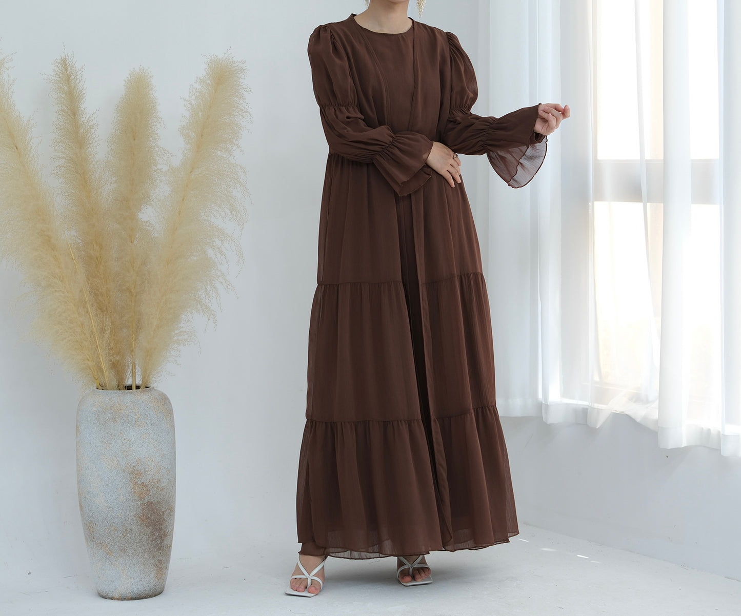 Chiffon Elegance Abaya Set (عباءة شيفون الأناقة) - Noor & Grace