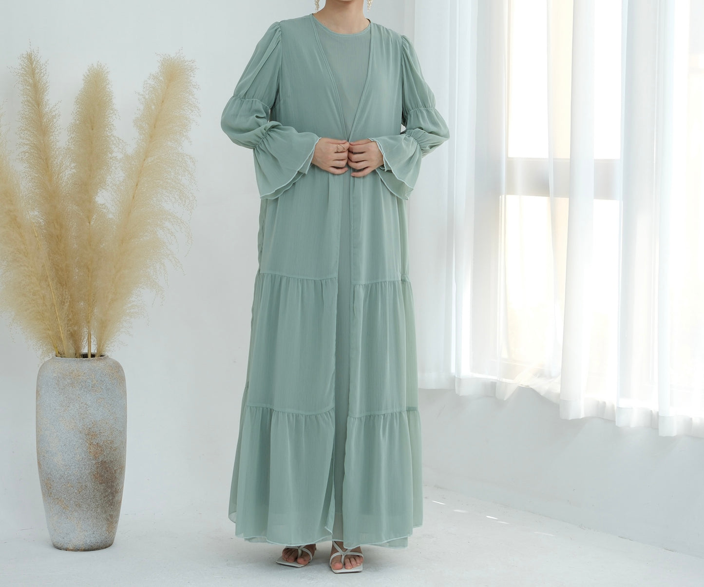 Chiffon Elegance Abaya Set (عباءة شيفون الأناقة) - Noor & Grace