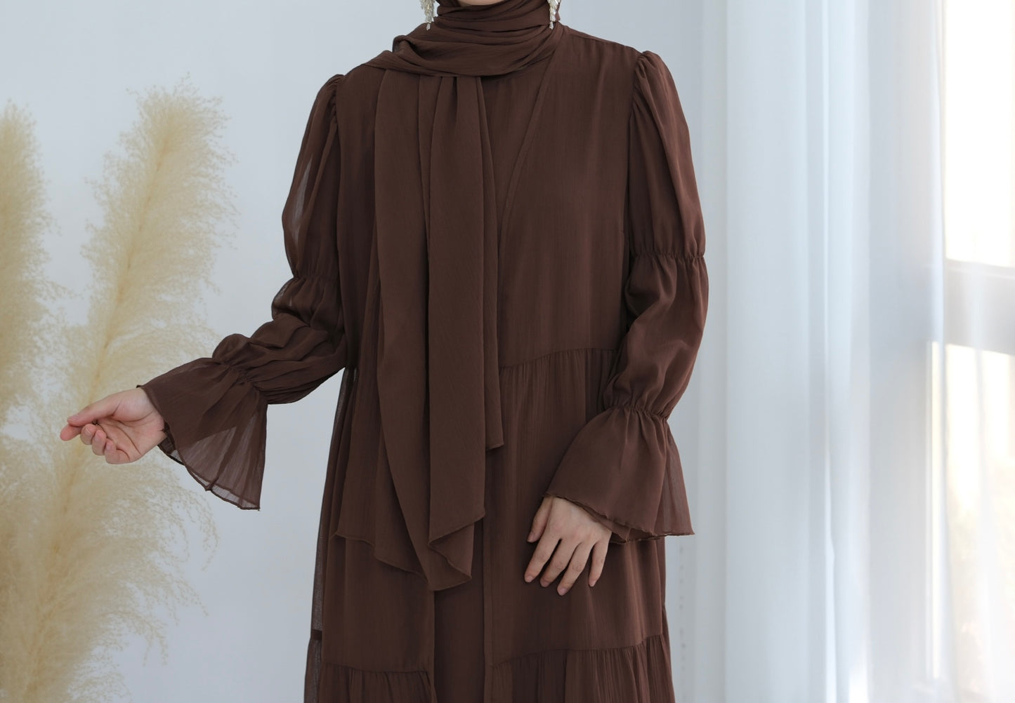 Chiffon Elegance Abaya Set (عباءة شيفون الأناقة) - Noor & Grace