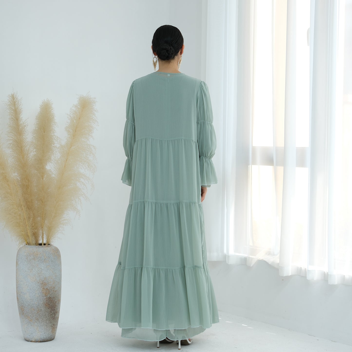 Chiffon Elegance Abaya Set (عباءة شيفون الأناقة) - Noor & Grace