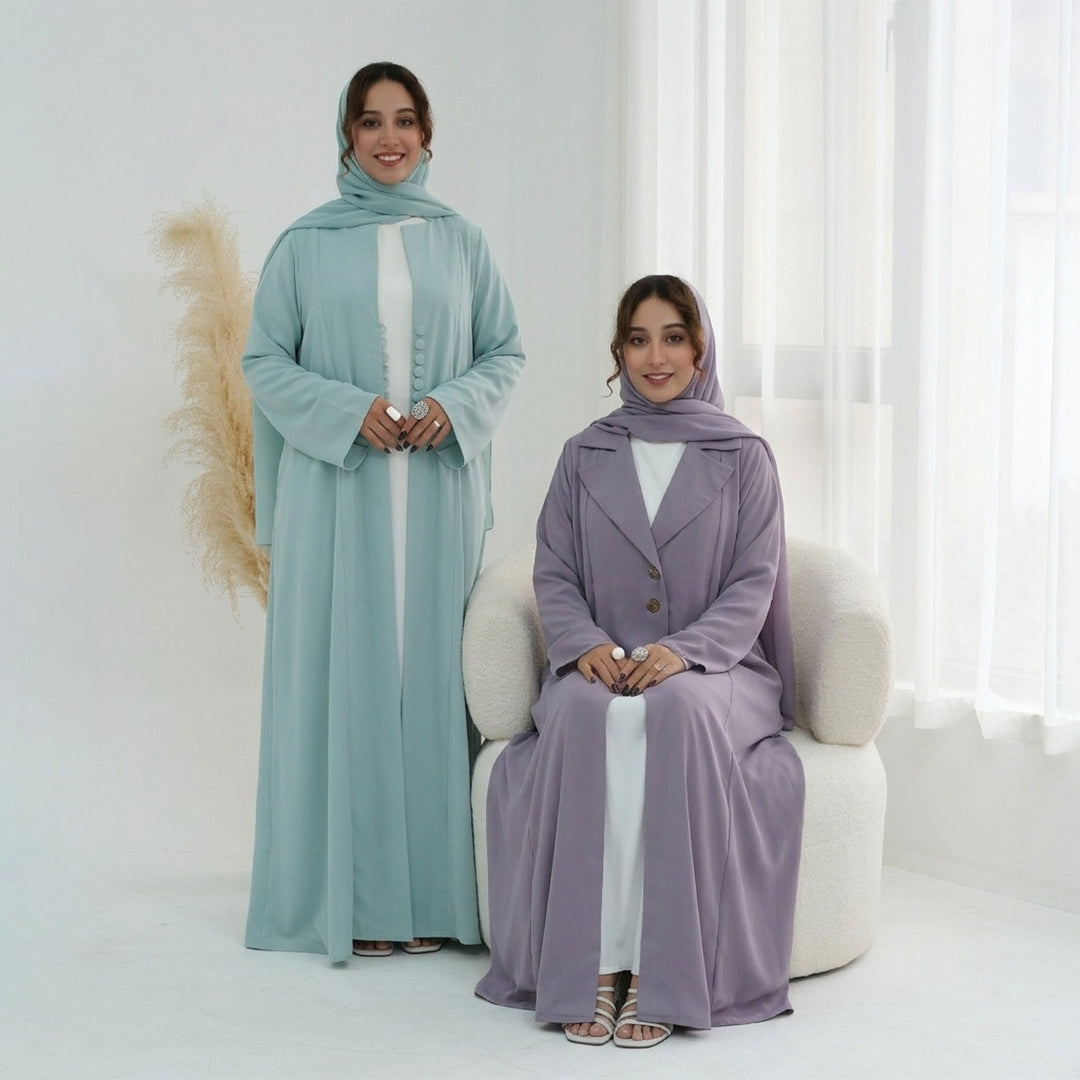 Al Zahra Applique Kimono Nida Abaya - Noor & Grace