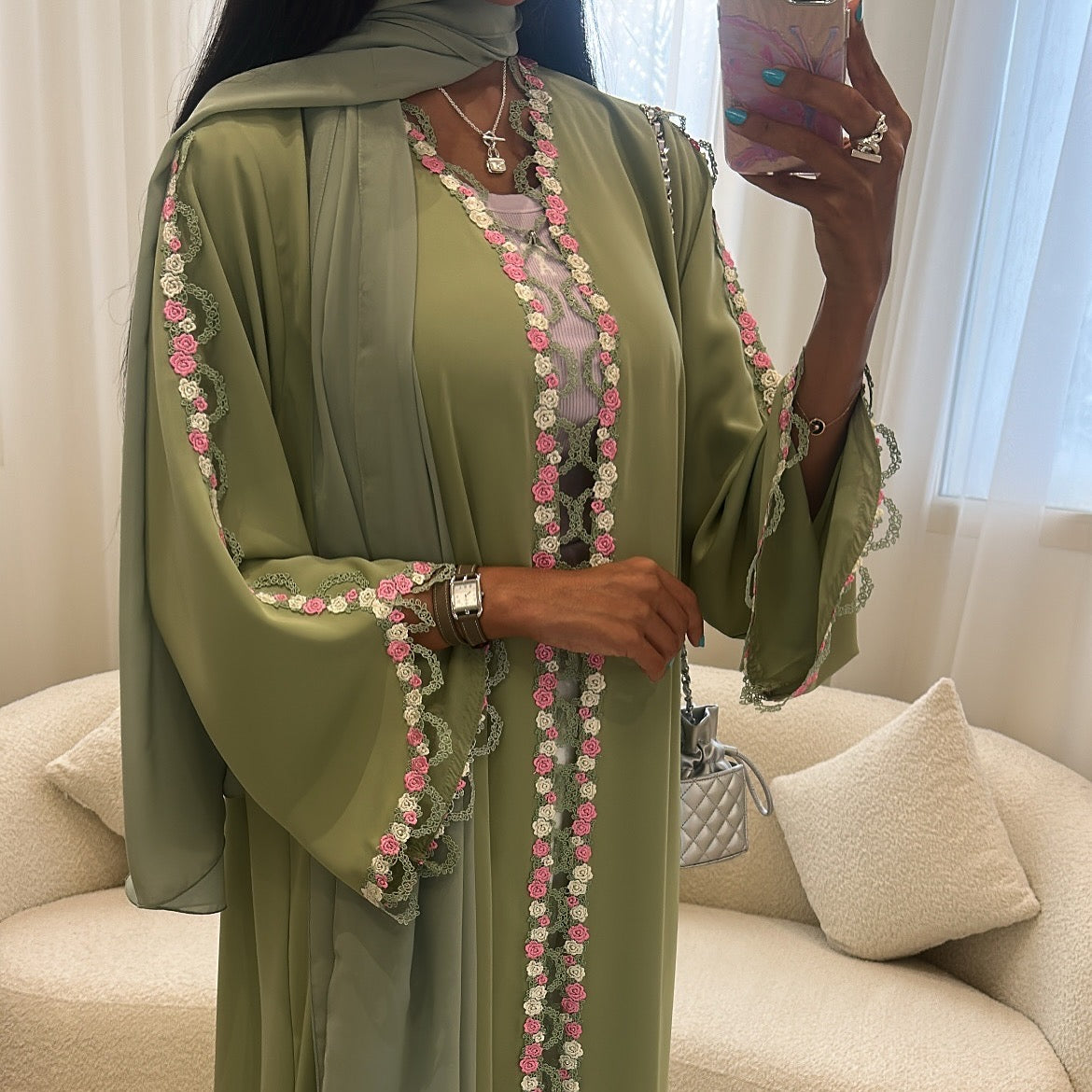 Samara Lace-Floral Abaya