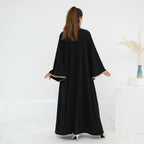 Al Zahra Gold Appliqué Nida Kimono Abaya (عباءة الزهراء بالذهبي المزخرف من نيدا) - Noor & Grace