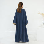 Al Zahra Gold Appliqué Nida Kimono Abaya (عباءة الزهراء بالذهبي المزخرف من نيدا) - Noor & Grace