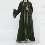 Al Zahra Gold Appliqué Nida Kimono Abaya (عباءة الزهراء بالذهبي المزخرف من نيدا) - Noor & Grace