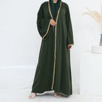 Al Zahra Gold Appliqué Nida Kimono Abaya (عباءة الزهراء بالذهبي المزخرف من نيدا) - Noor & Grace