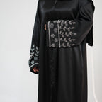 Al Zahra Shimmery Satin Beaded Abaya - Noor & Grace