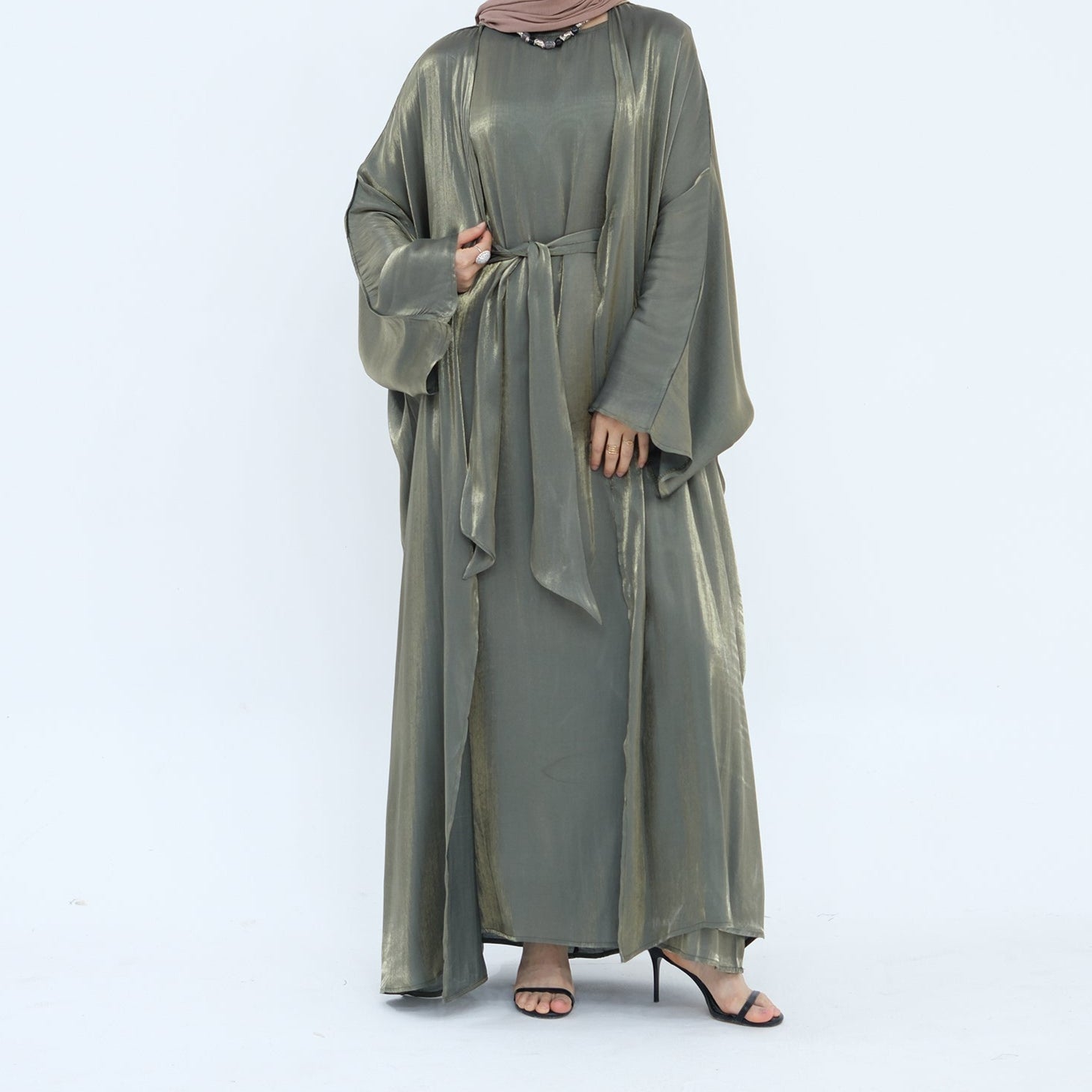 AlHudaShimmerySolidAbaya_Noor_GraceArmyGreen1