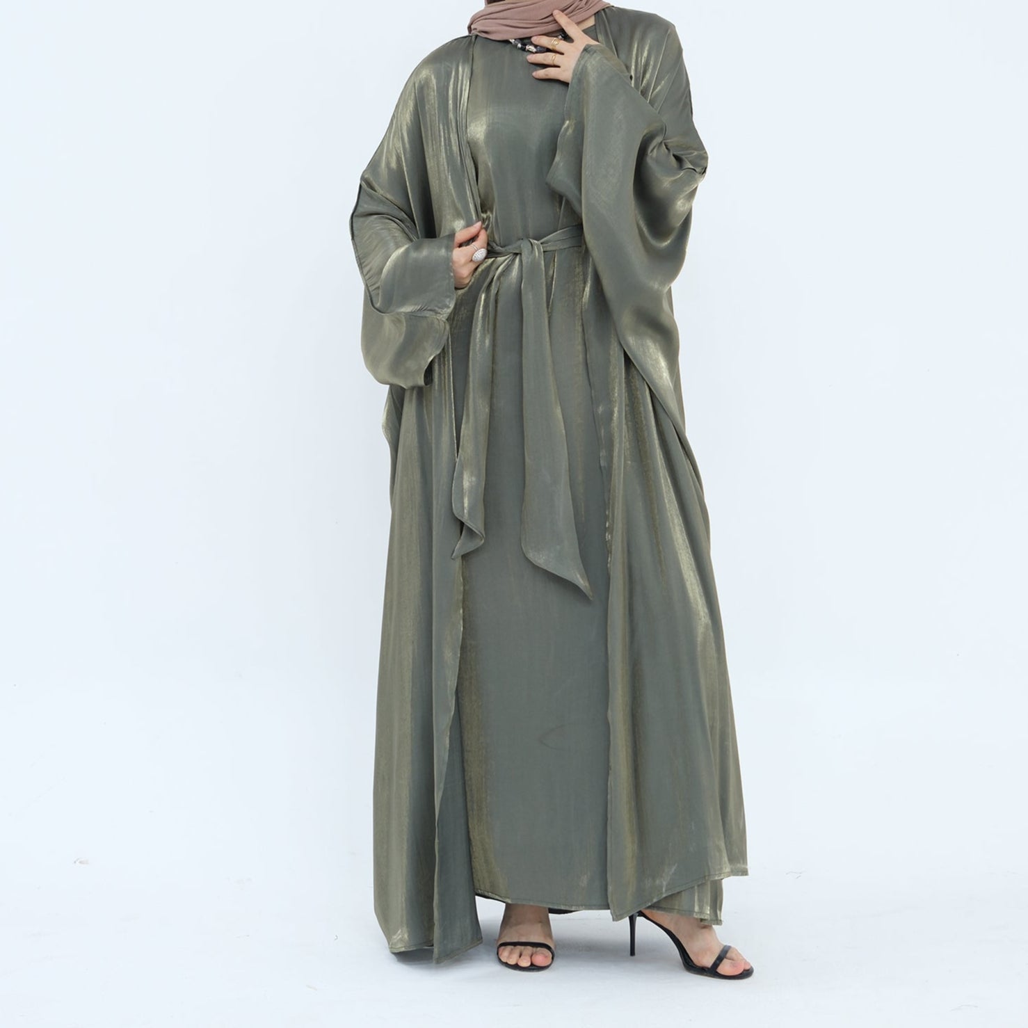 AlHudaShimmerySolidAbaya_Noor_GraceArmyGreen2