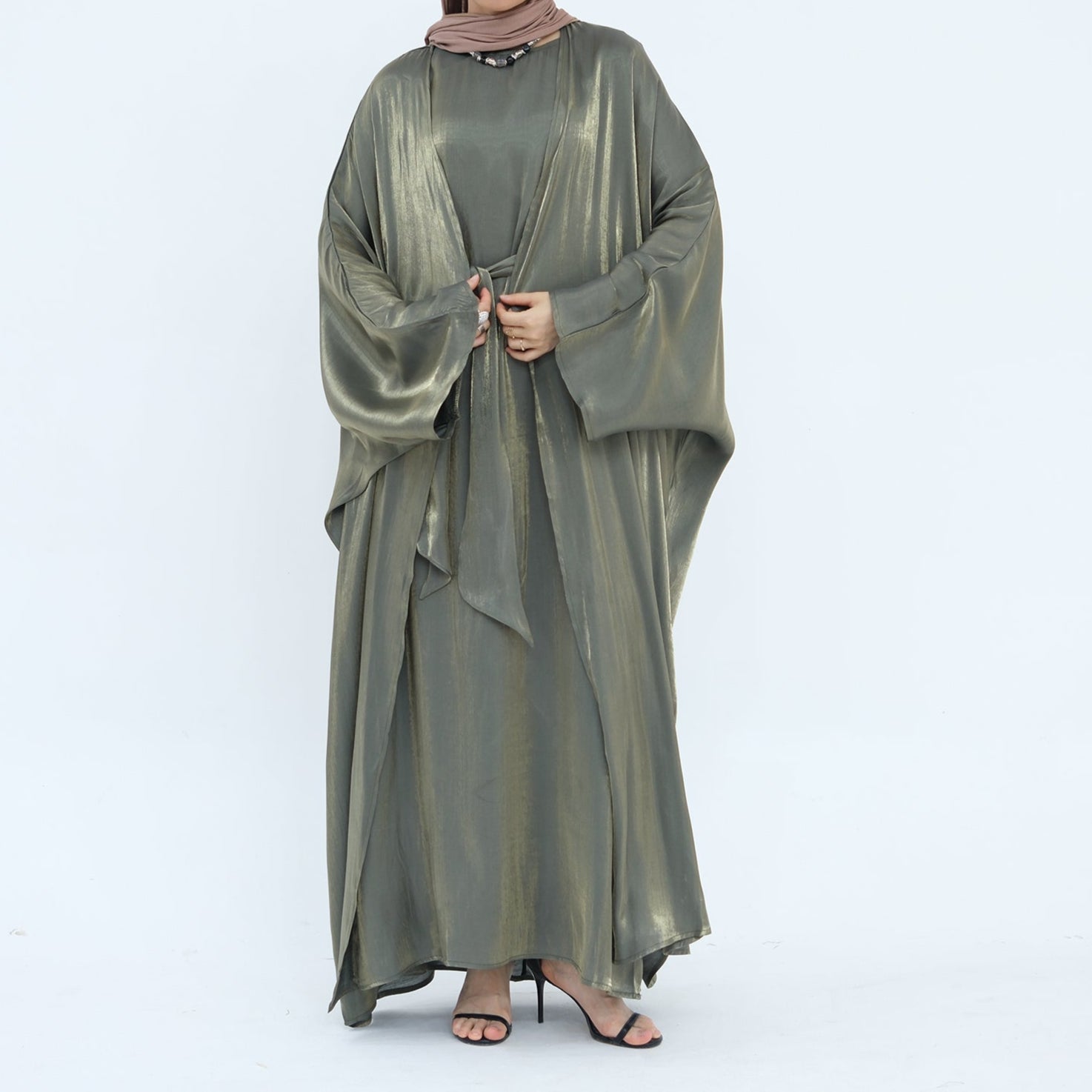 AlHudaShimmerySolidAbaya_Noor_GraceArmyGreen3