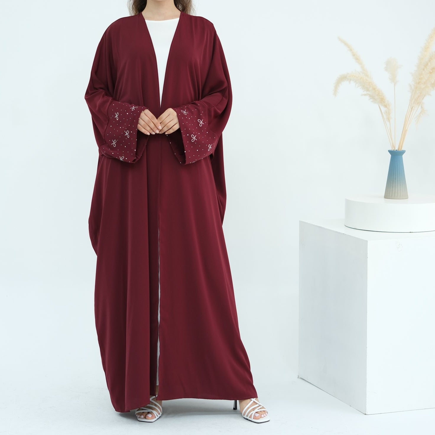 AlLayaliEmbroideredOpenAbaya_Noor_GraceRed2