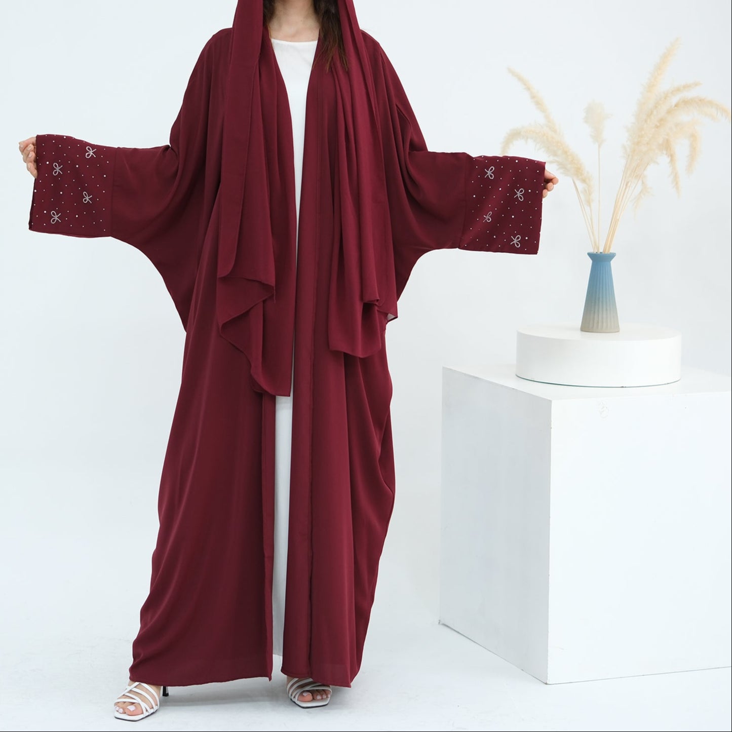 AlLayaliEmbroideredOpenAbaya_Noor_GraceRed4