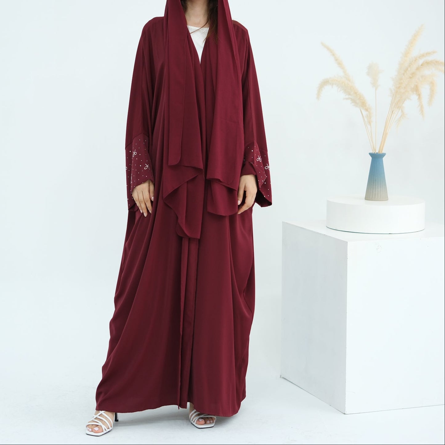 AlLayaliEmbroideredOpenAbaya_Noor_GraceRed6