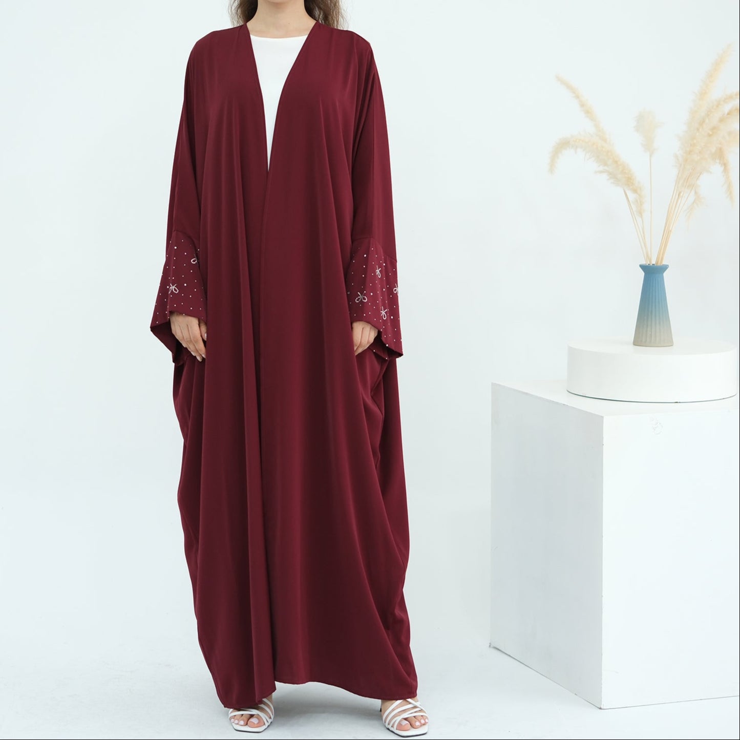 AlLayaliEmbroideredOpenAbaya_Noor_GraceRed7