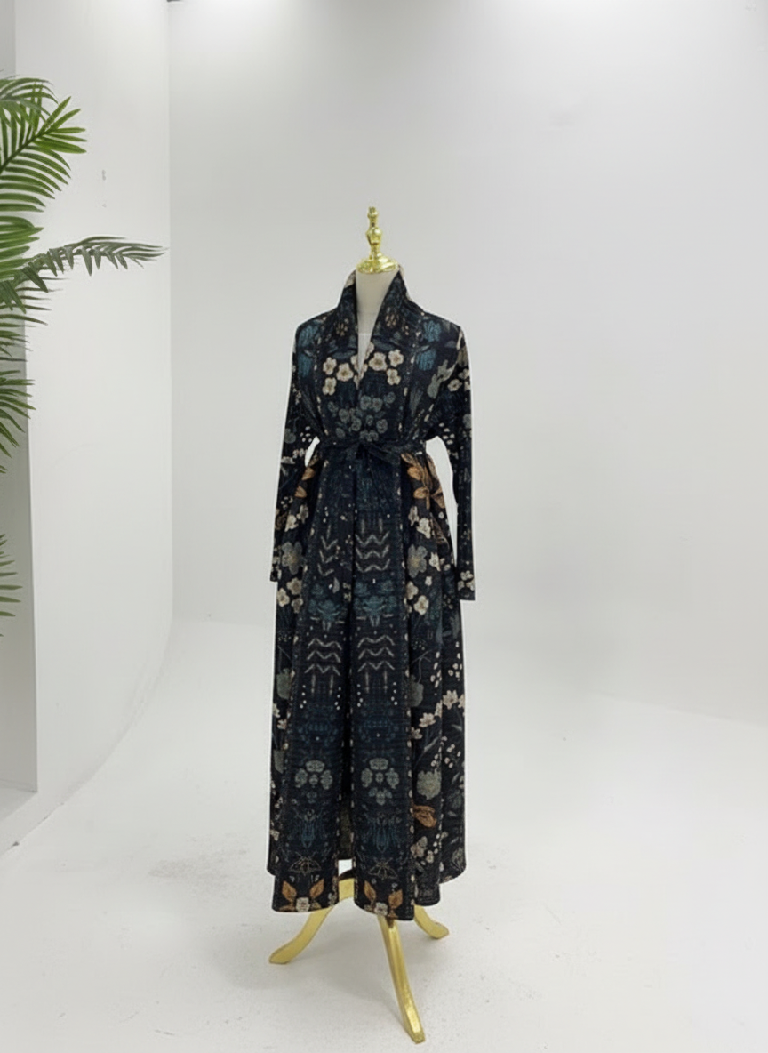 Al Noor Pleated Abaya Black – 2025 Dubai Edition (عباءة النور بليت بأكمام باتوينغ – إصدار دبي 2025) - Noor & Grace