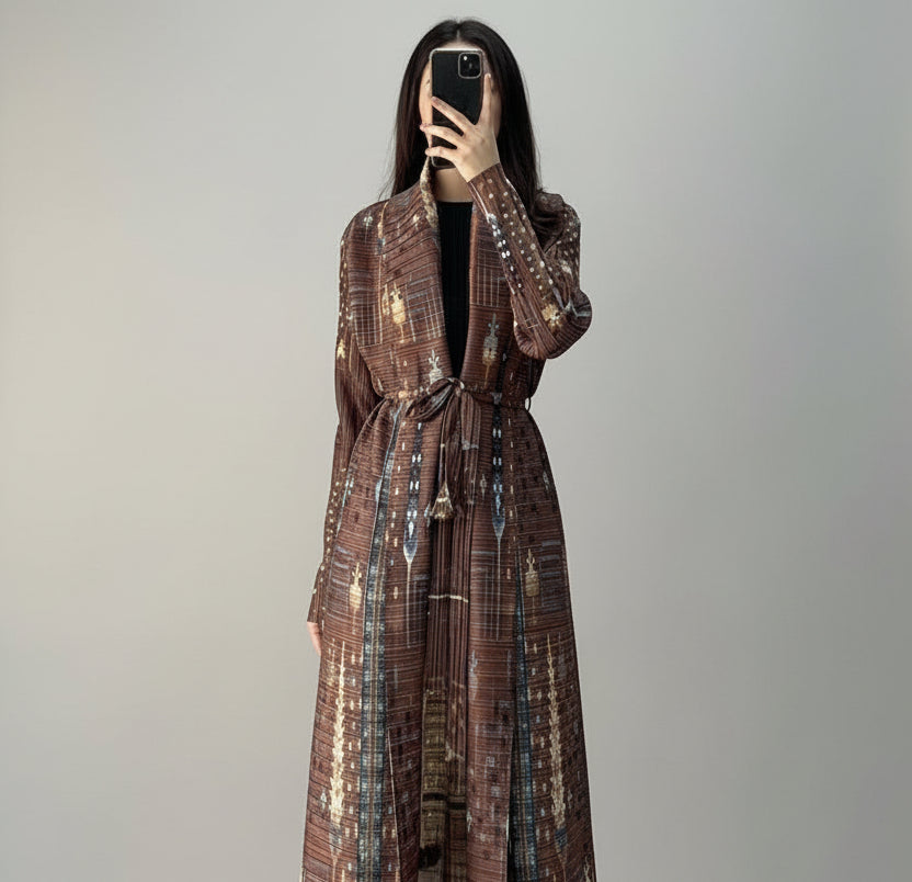 Al Noor Pleated Abaya Brown – 2025 Dubai Edition (عباءة النور بليت – إصدار دبي 2025) - Noor & Grace