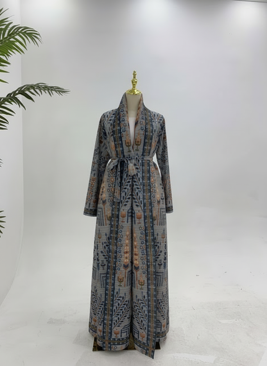 Al Noor Pleated Abaya Gray – 2025 Dubai Edition (عباءة النور بليت بأكمام باتوينغ – إصدار دبي 2025) - Noor & Grace