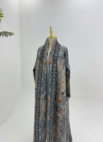 Al Noor Pleated Abaya Gray – 2025 Dubai Edition (عباءة النور بليت بأكمام باتوينغ – إصدار دبي 2025) - Noor & Grace