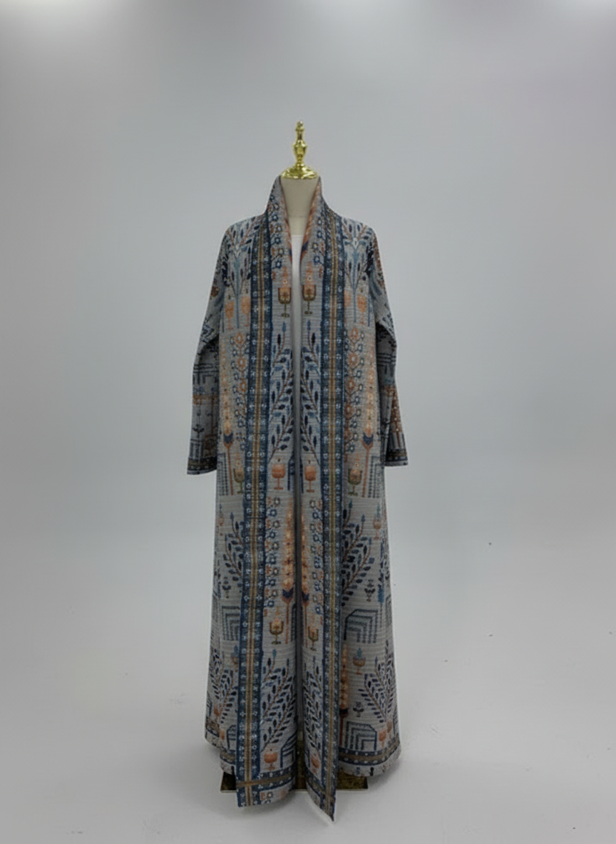 Al Noor Pleated Abaya Gray – 2025 Dubai Edition (عباءة النور بليت بأكمام باتوينغ – إصدار دبي 2025) - Noor & Grace