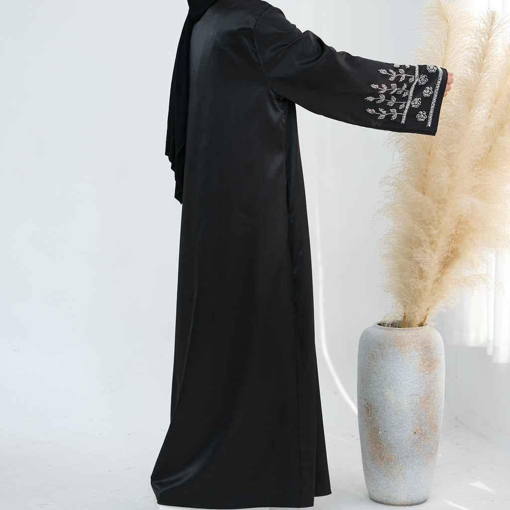 Al Zahra Shimmery Satin Beaded Abaya