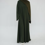Army Green Full-Sleeve Nida Inner Abaya - Noor & Grace