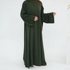 Army Green Full-Sleeve Nida Inner Abaya - Noor & Grace
