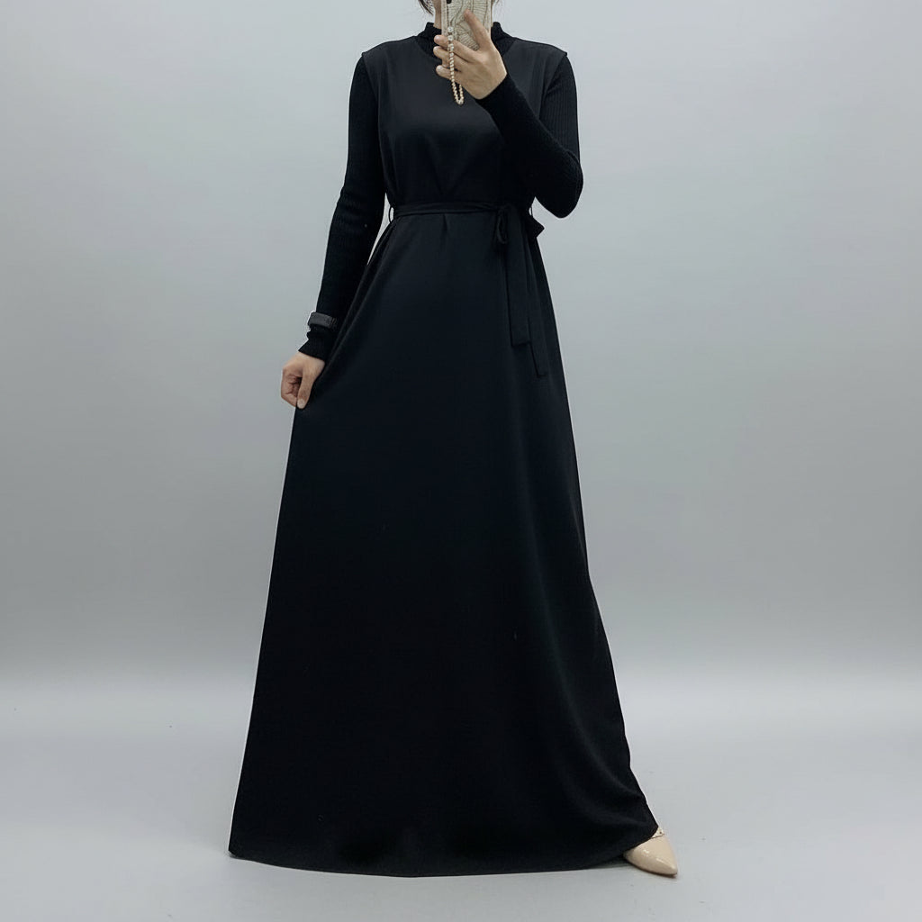 Black Sleeveless Nida Inner Dress - Noor & Grace