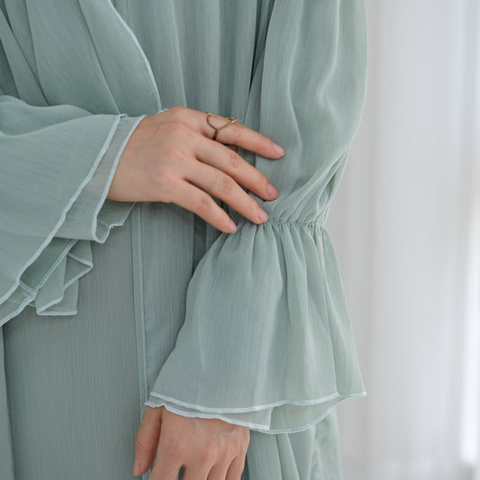 Chiffon Elegance Abaya Set (عباءة شيفون الأناقة) - Noor & Grace