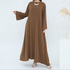 Coffee Full-Sleeve Nida Inner Abaya - Noor & Grace