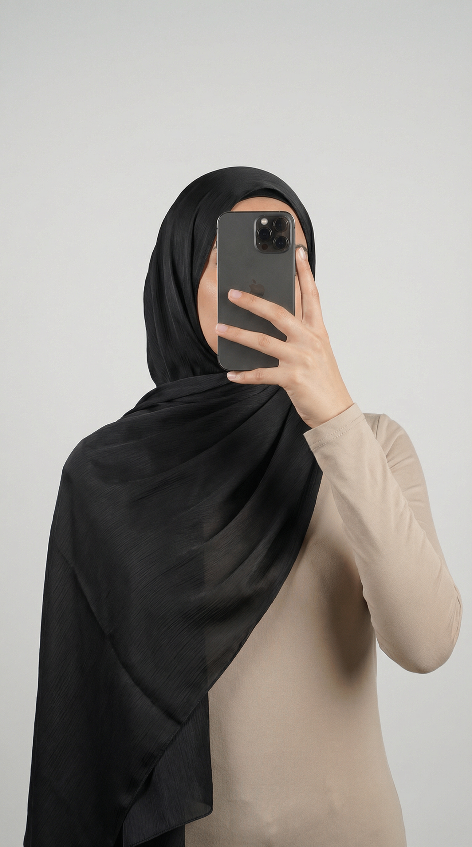 Crinkle textured satin hijab in elegant colors, featuring a soft, lightweight fabric with a stylish textured finish for graceful draping and comfortable wear.