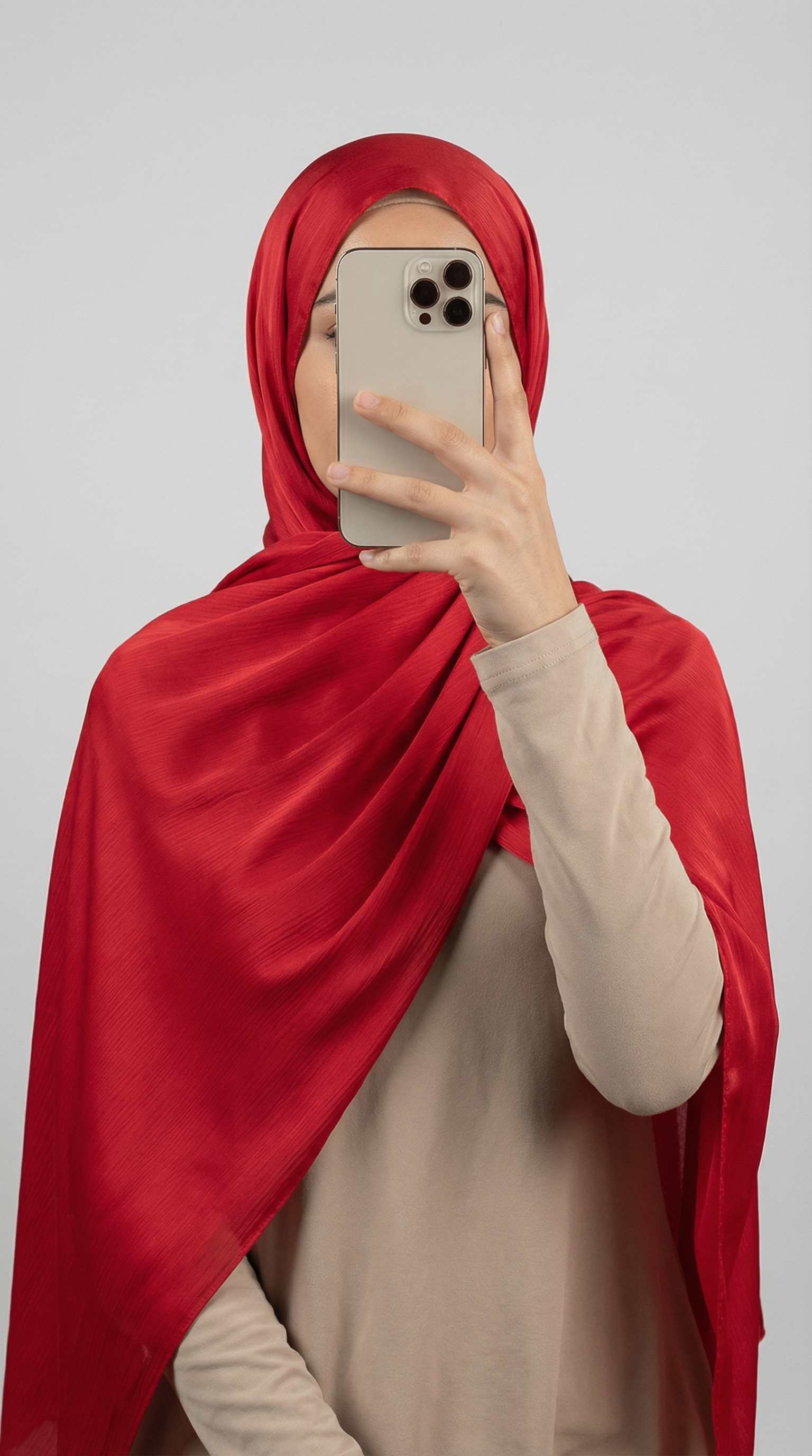 Crinkle textured satin hijab in elegant colors, featuring a soft, lightweight fabric with a stylish textured finish for graceful draping and comfortable wear.