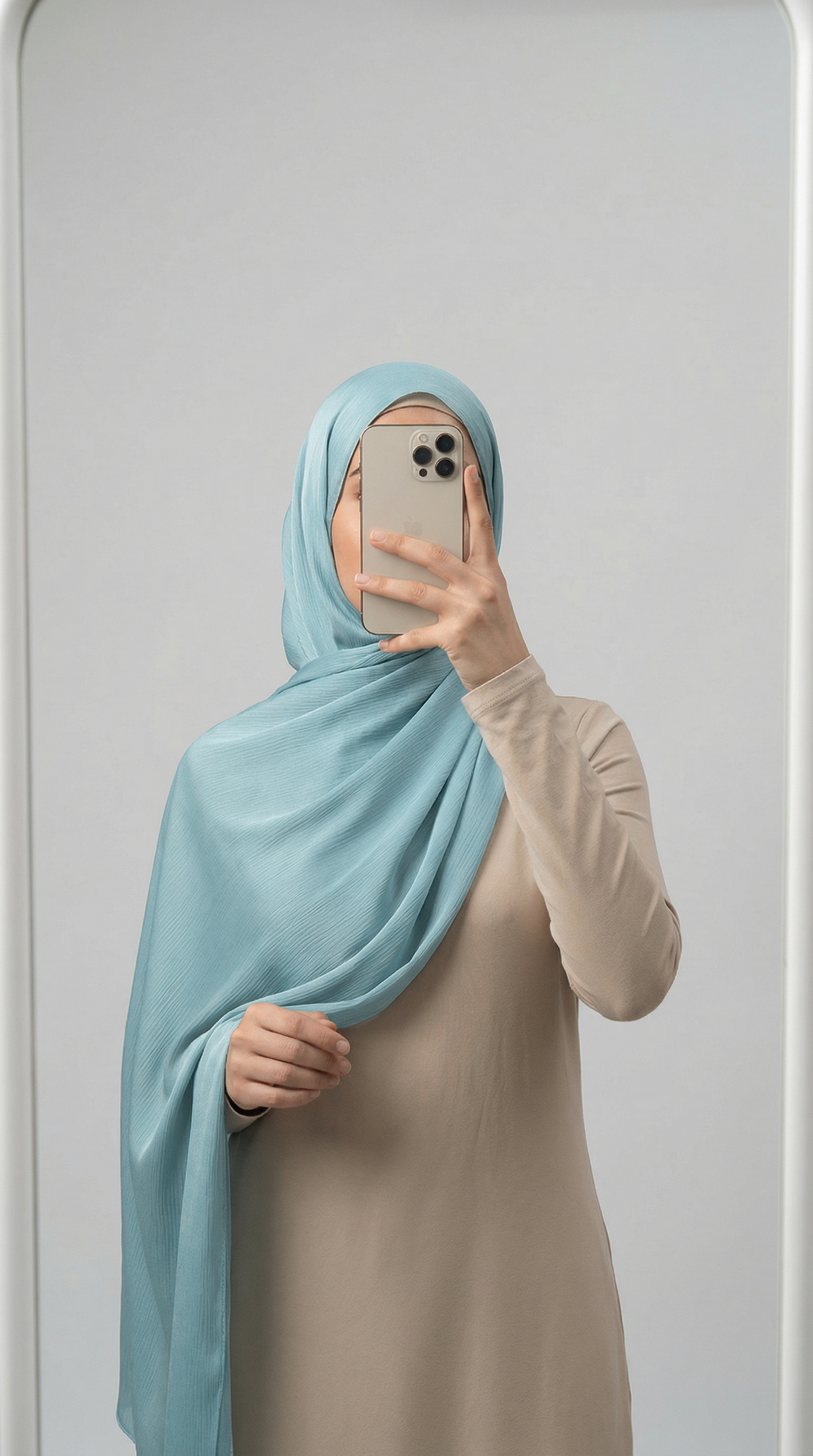 Crinkle textured satin hijab in elegant colors, featuring a soft, lightweight fabric with a stylish textured finish for graceful draping and comfortable wear.