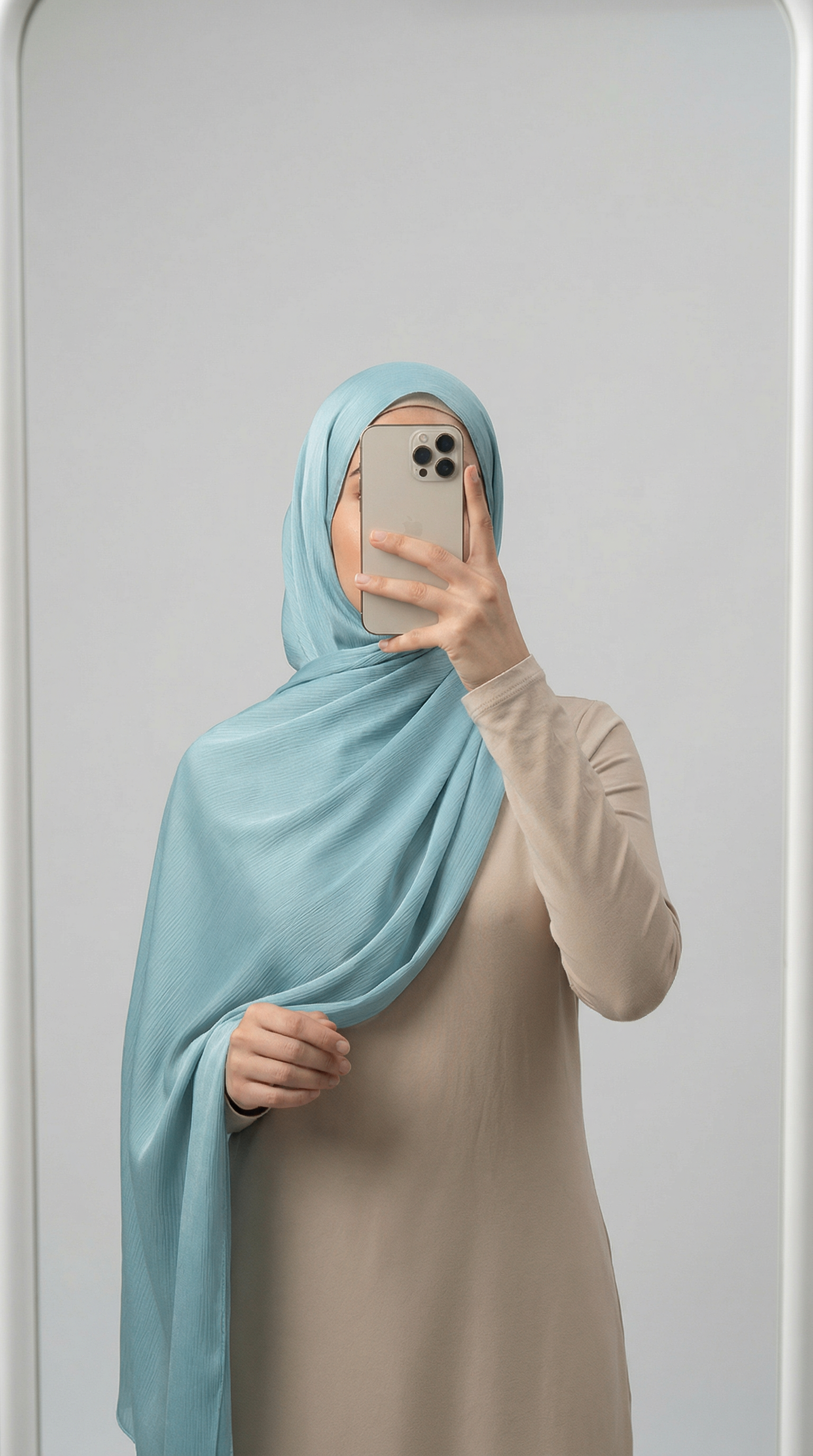 Crinkle textured satin hijab in elegant colors, featuring a soft, lightweight fabric with a stylish textured finish for graceful draping and comfortable wear.