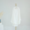White Wrinkle Crepe Ruffle Khimar