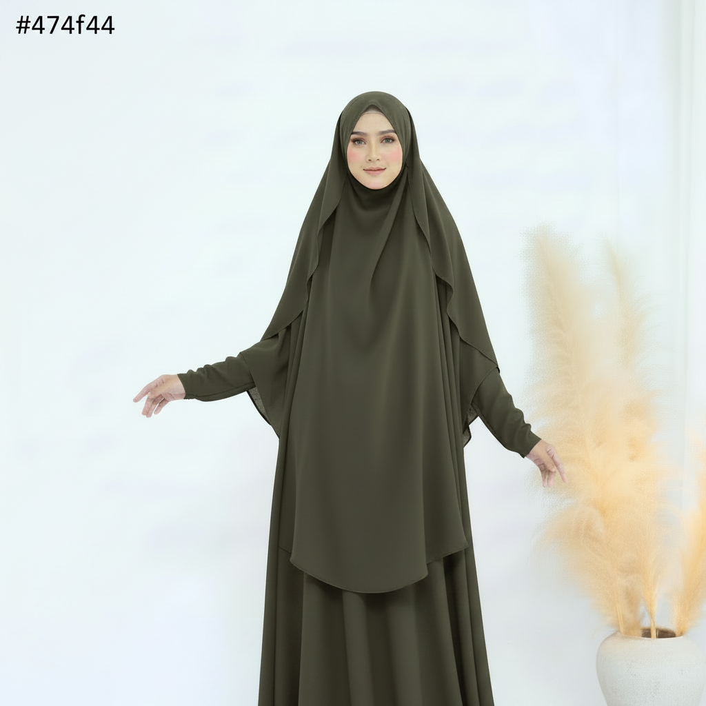 Army Green Crepe Khimar
