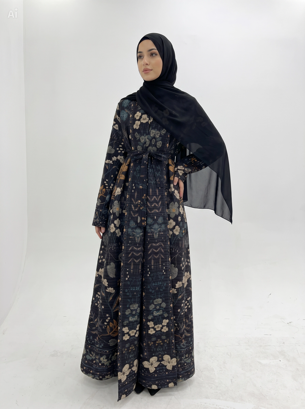 Haya Pleated Earth Abaya