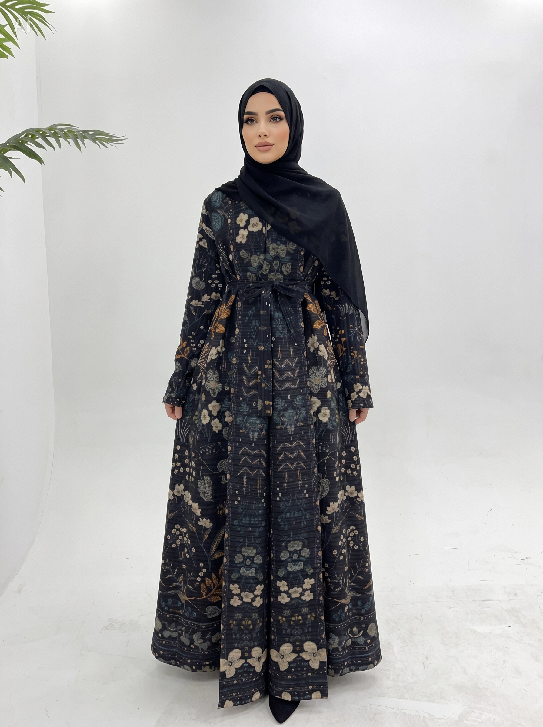 Haya Pleated Earth Abaya