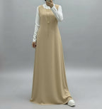 Khaki Sleeveless Nida Inner Dress - Noor & Grace