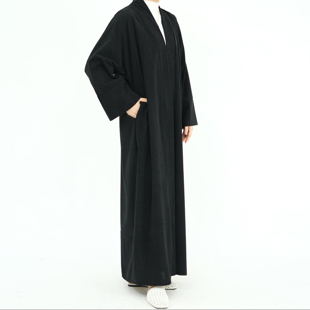 Layali Velvet Ribbed Abaya - Noor & Grace