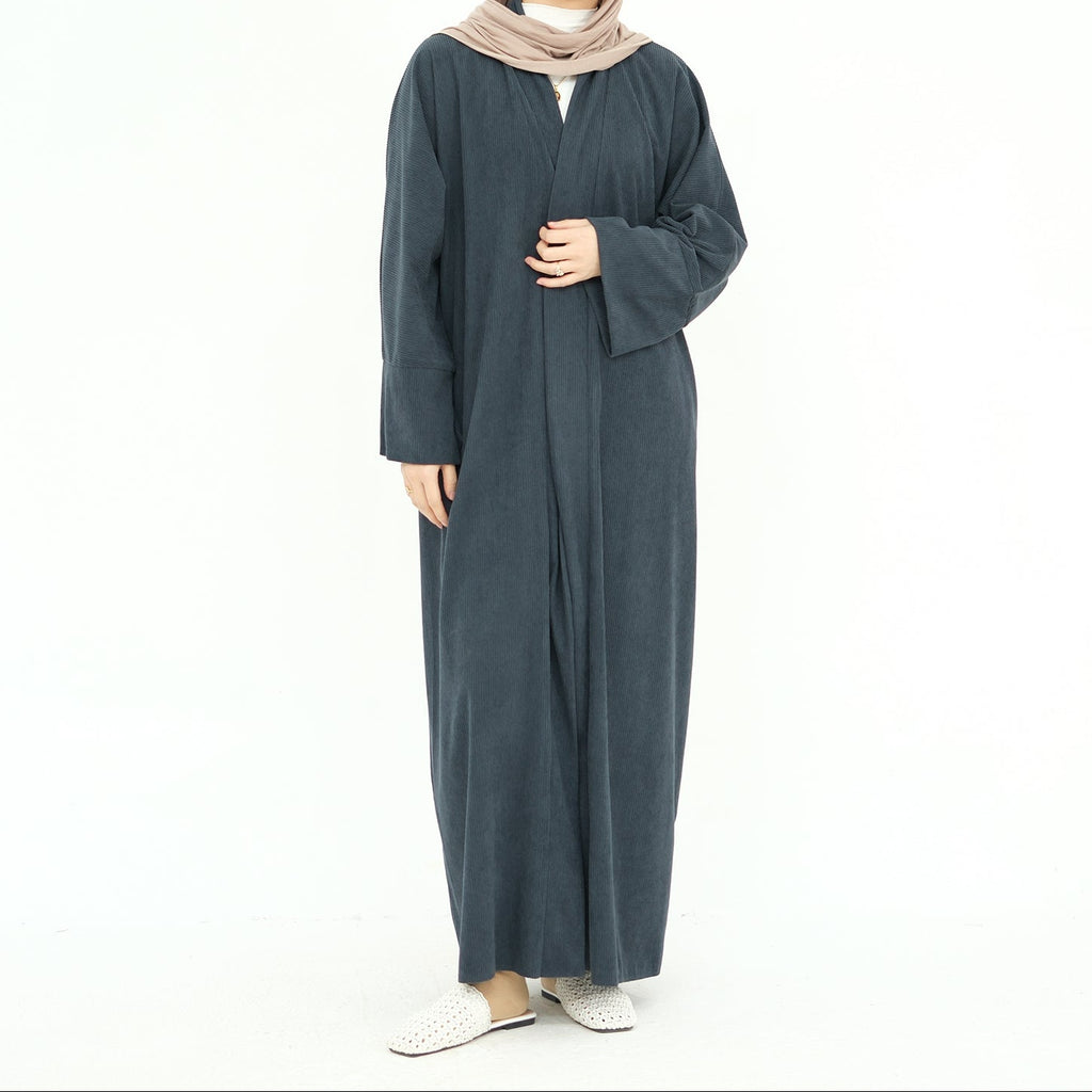 Layali Velvet Ribbed Abaya - Noor & Grace