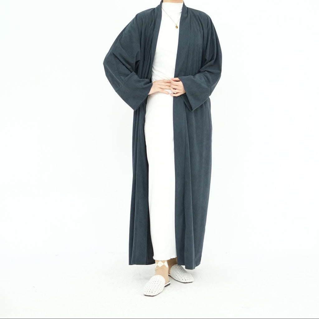 Layali Velvet Ribbed Abaya - Noor & Grace