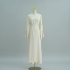 Light Beige Full-Sleeve Nida Inner Abaya - Noor & Grace