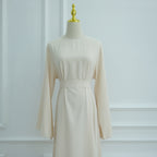 Light Beige Full-Sleeve Nida Inner Abaya - Noor & Grace