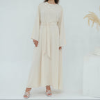 Light Beige Full-Sleeve Nida Inner Abaya - Noor & Grace
